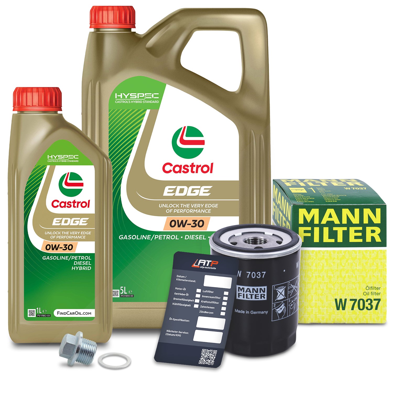 Mann-filter Ölfilter+Schraube+6 L Castrol 0W-30 [Hersteller-Nr. 10492637] für Subaru