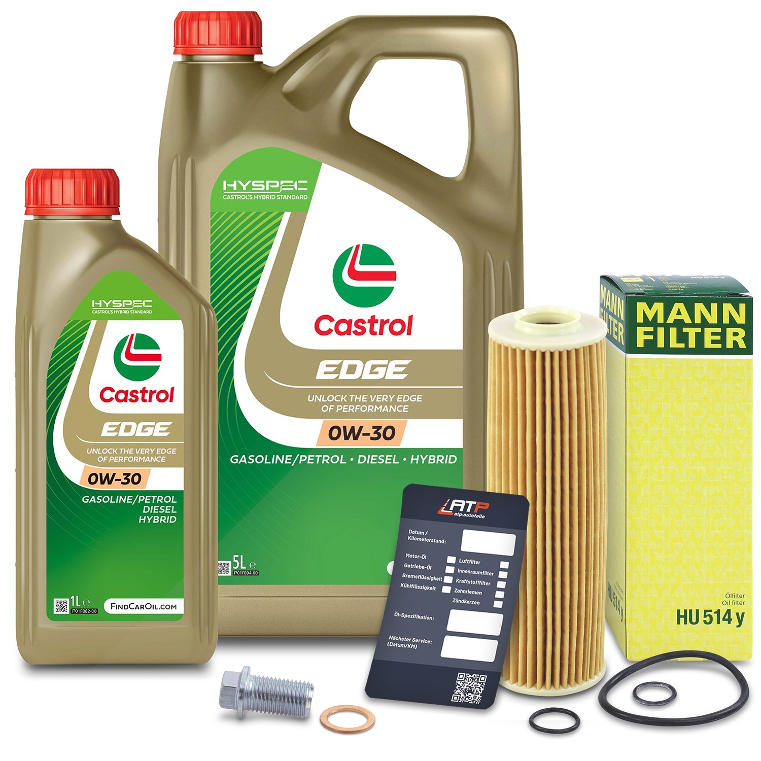 Mann-filter Ölfilter+ Schraube + 6 L Castrol 0W-30 [Hersteller-Nr. 10493138] für Mercedes-Benz