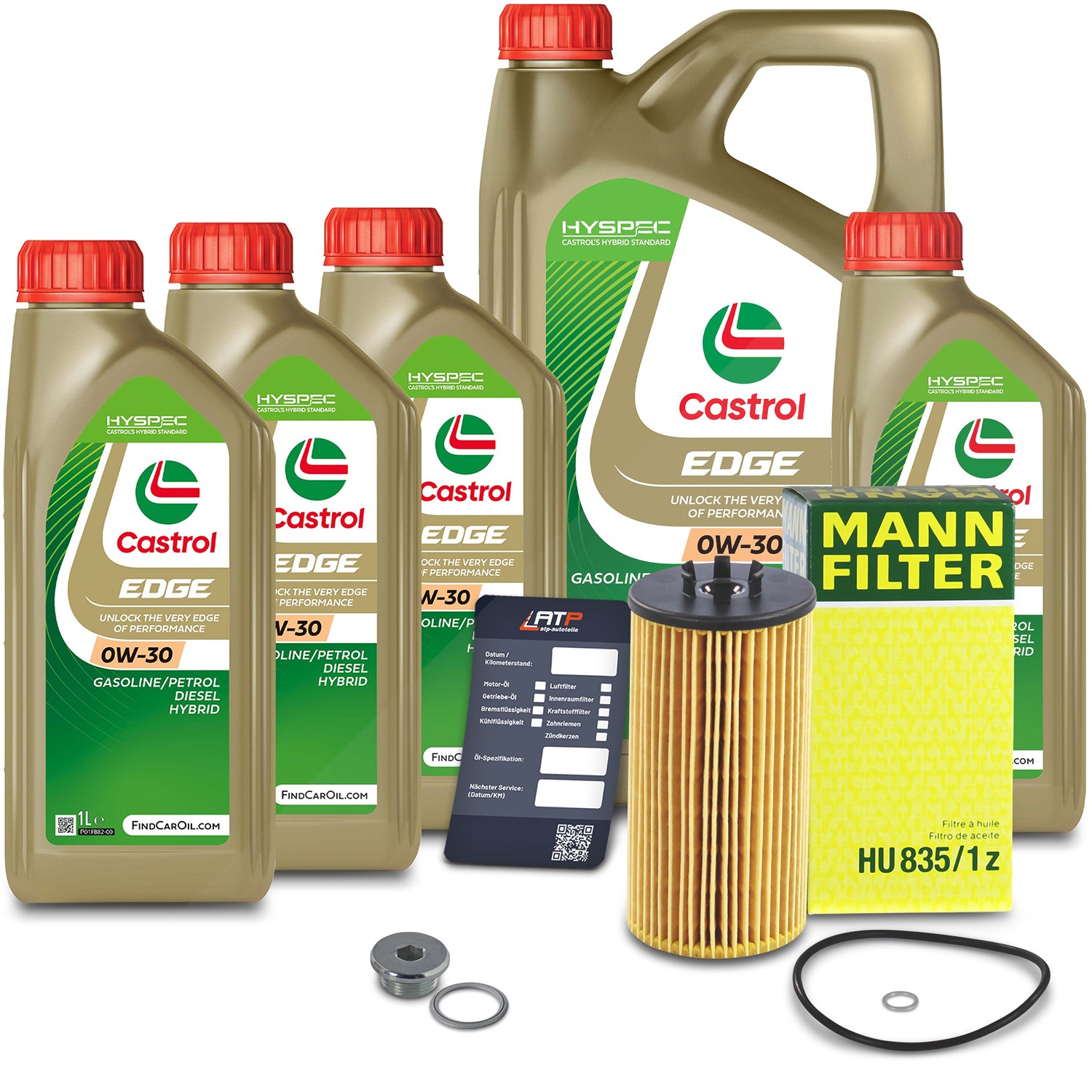 Mann-filter Ölfilter+Schraube+9L Castrol Edge FST 0W-30 [Hersteller-Nr. 10492659] für Audi, VW
