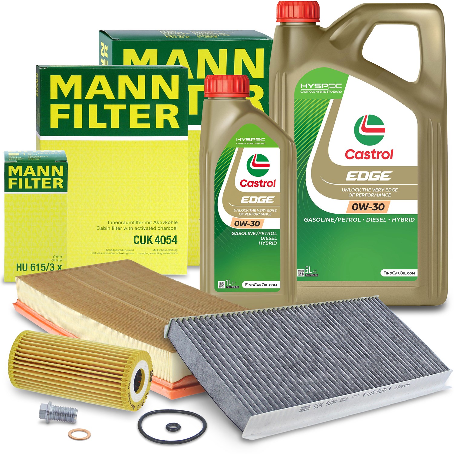 Mann-filter Inspektionspaket A + 6 L CASTROL EDGE FST 0W-30 [Hersteller-Nr. 10493195] für Mercedes-Benz