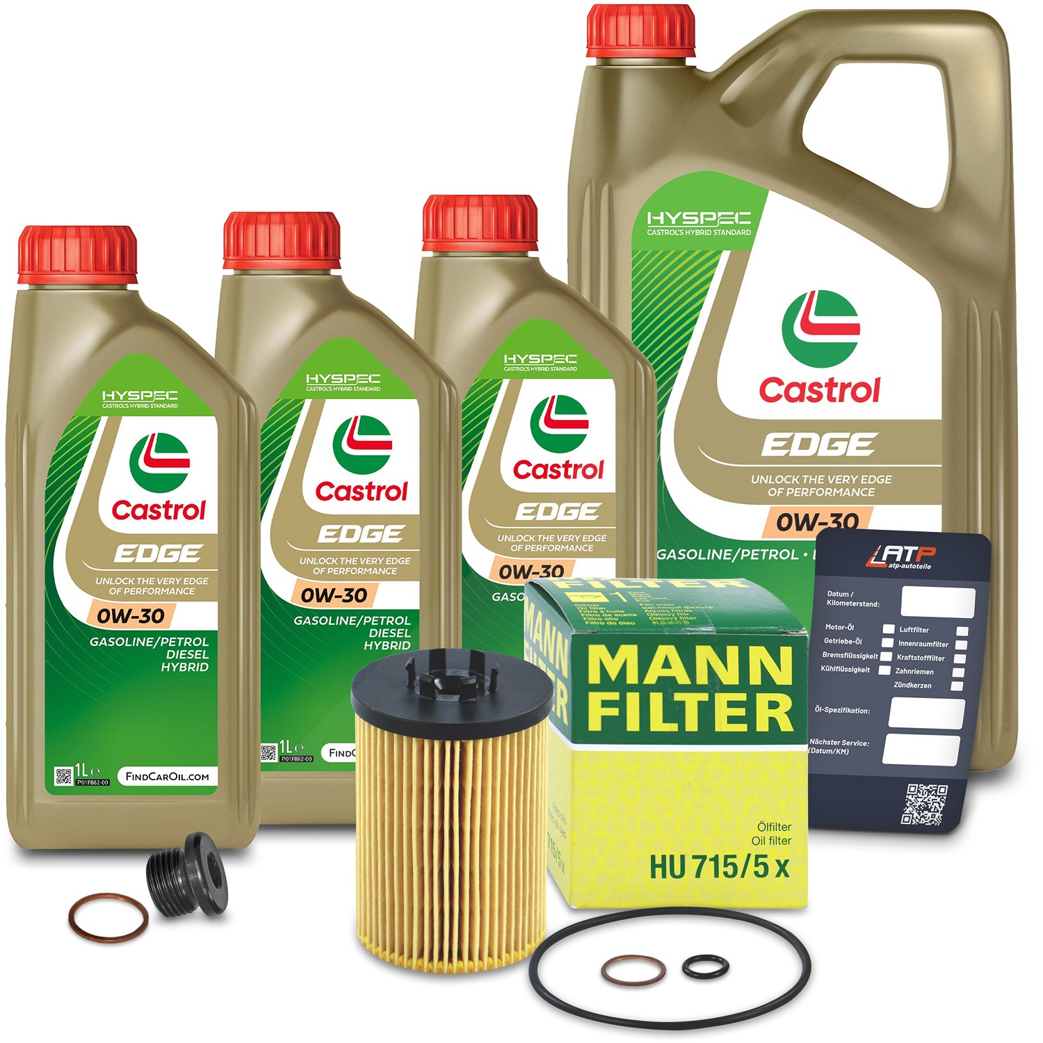 Mann-filter Ölfilter+Schraube+8 L Castrol Edge 0W-30 [Hersteller-Nr. 10493313] für BMW