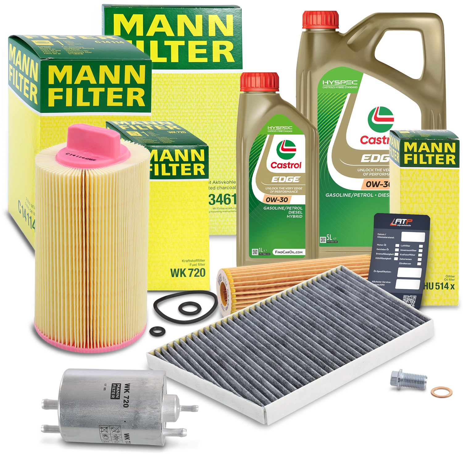 Mann-filter Inspektionspaket B+6L CASTROL EDGE FST 0W-30 [Hersteller-Nr. 10493252] für Mercedes-Benz