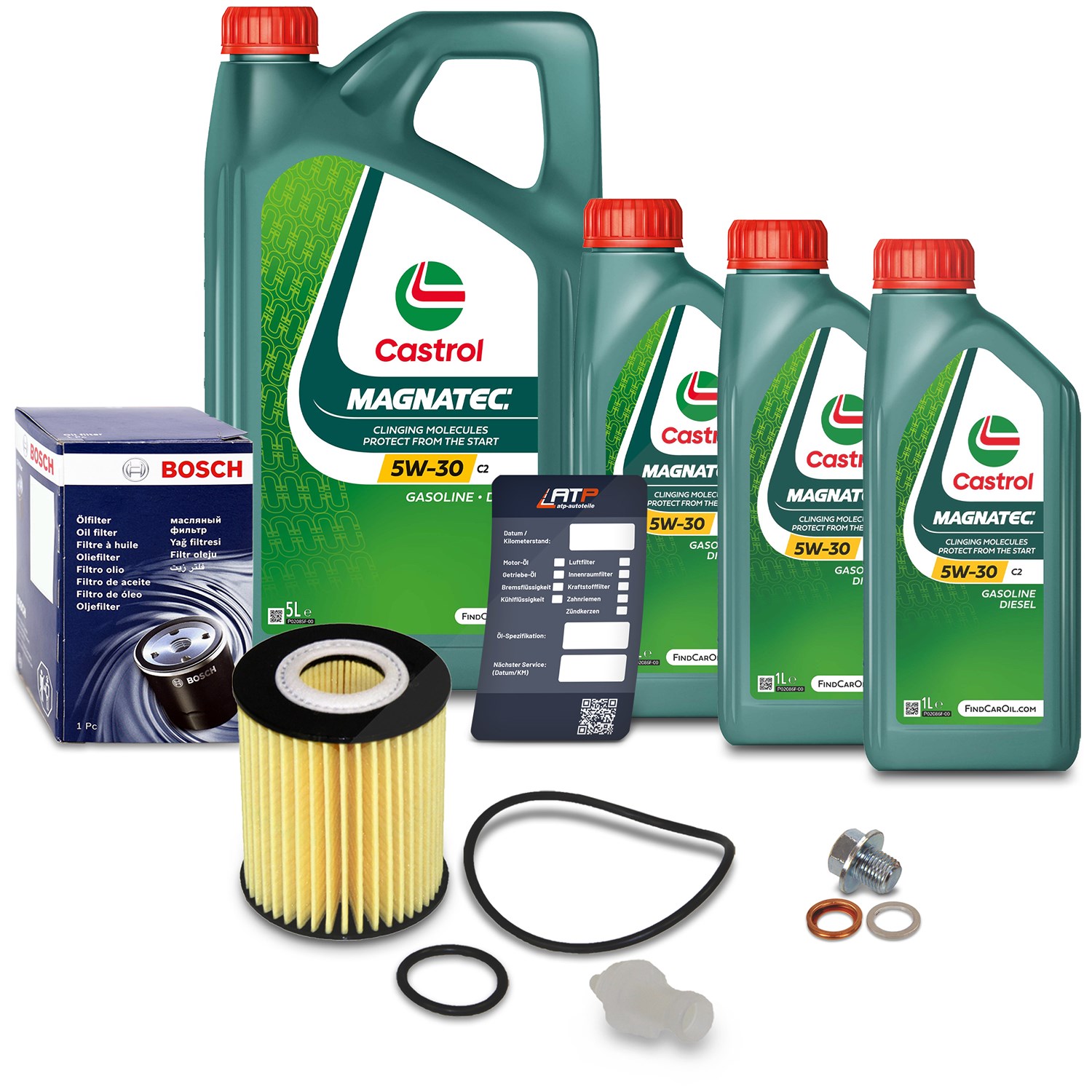 Bosch Ölfilter+Schraube+8 L Castrol Magnatec 5W-30 C2 [Hersteller-Nr. 10491859] für Toyota