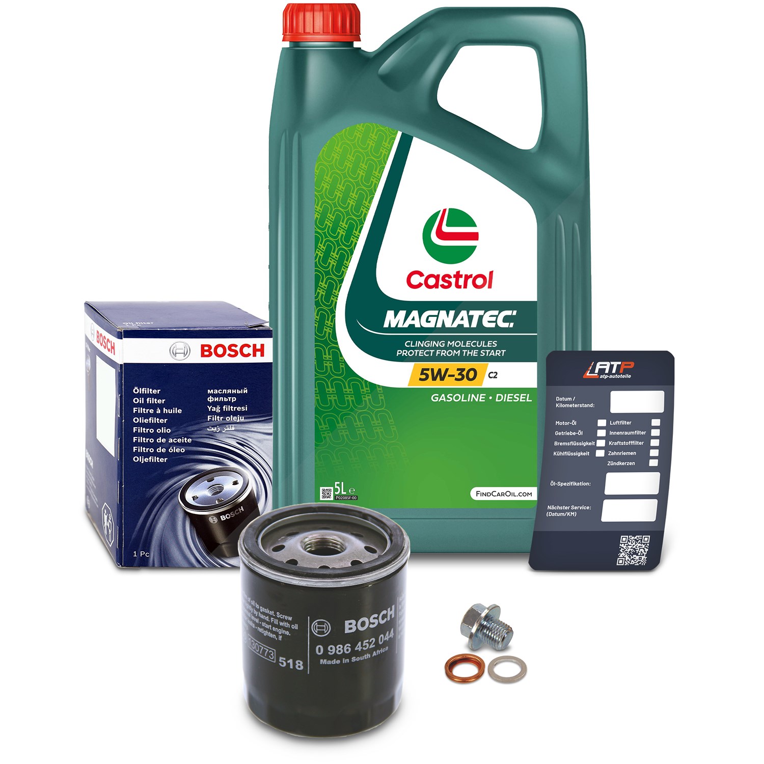 Bosch Ölfilter+Schraube+5 L Castrol Magnatec 5W-30 C2 [Hersteller-Nr. 10491863] für Toyota