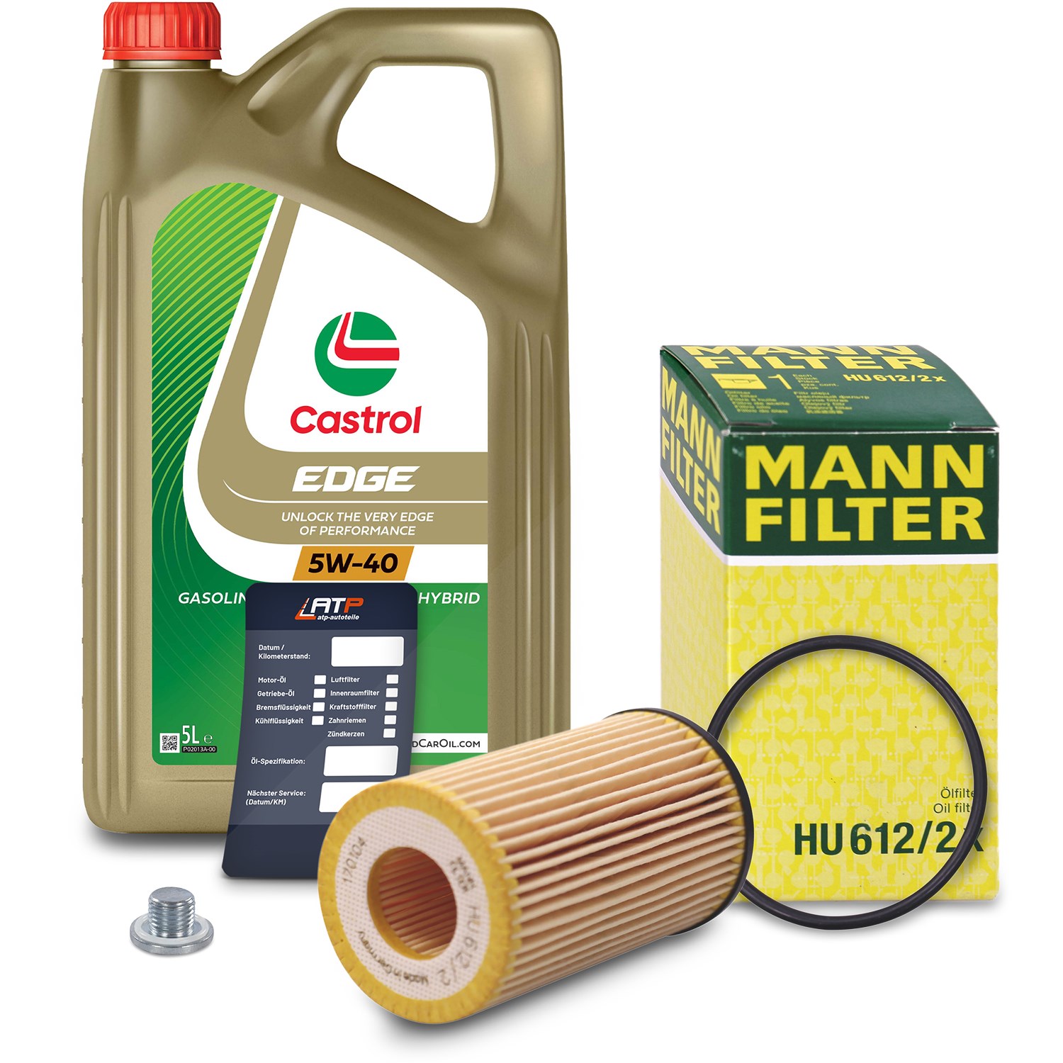 Mann-filter Ölfilter+Schraube+5 L Castrol 5W-40 [Hersteller-Nr. 10491384] für Saab, Opel, Chevrolet