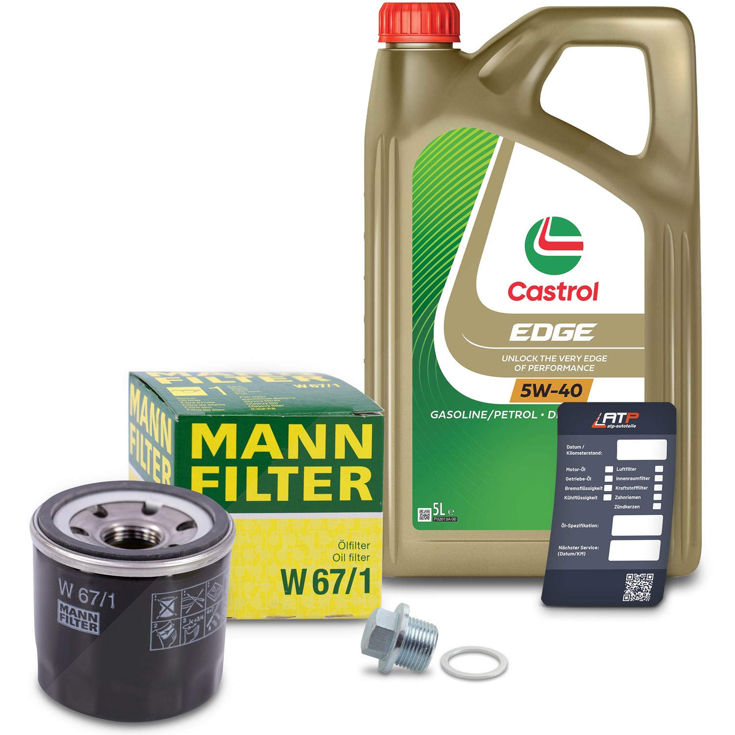 Mann-filter Ölfilter+Schraube+5 L Castrol 5W-40 [Hersteller-Nr. 10491428] für Subaru