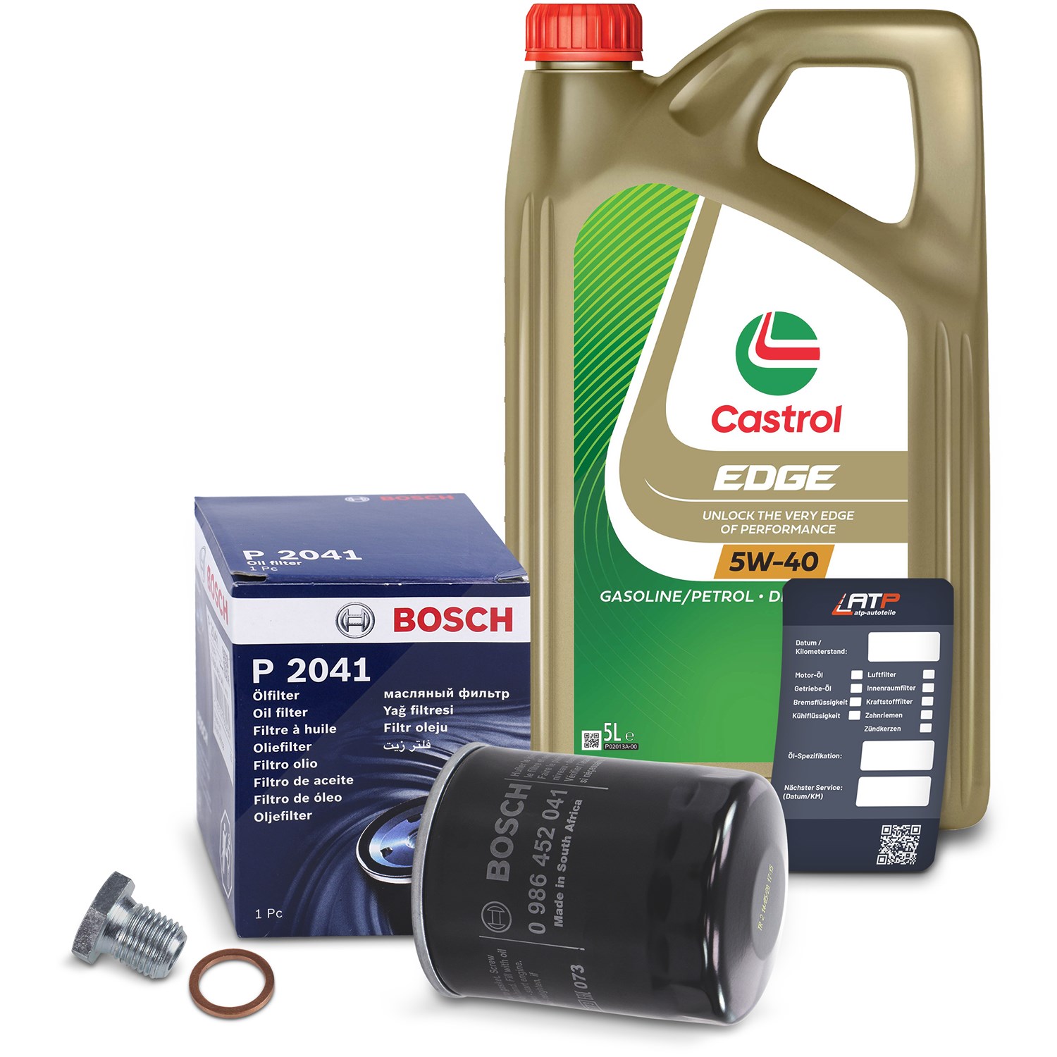 Bosch Ölfilter+Schraube+5 L Castrol 5W-40 [Hersteller-Nr. 10490924] für Fiat, Lancia, Alfa Romeo