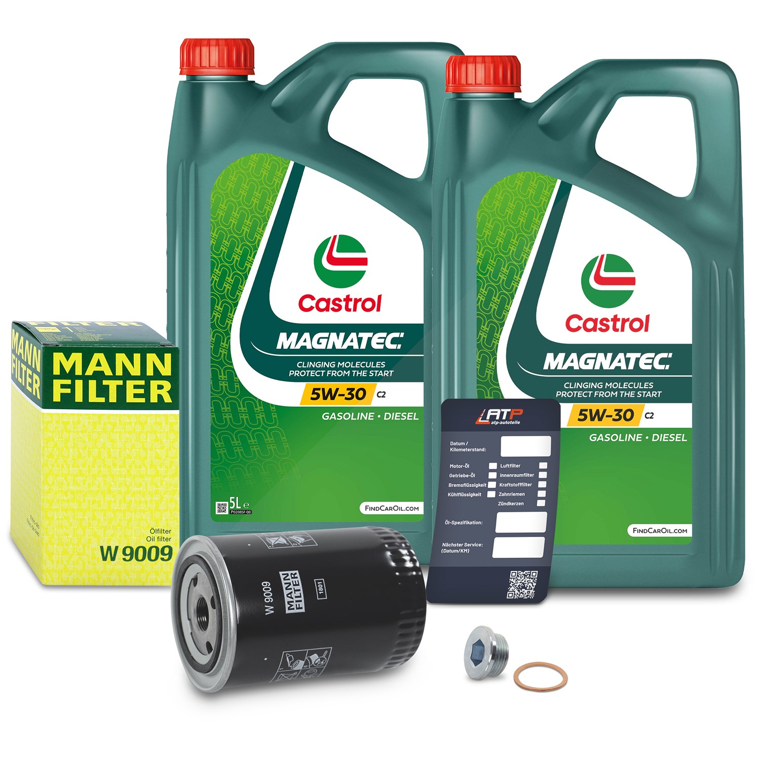 Mann-filter Ölfilter+Schraube+10 L Castrol Magnatec 5W-30 C2 [Hersteller-Nr. 10493290] für Peugeot, Citroën, Fiat