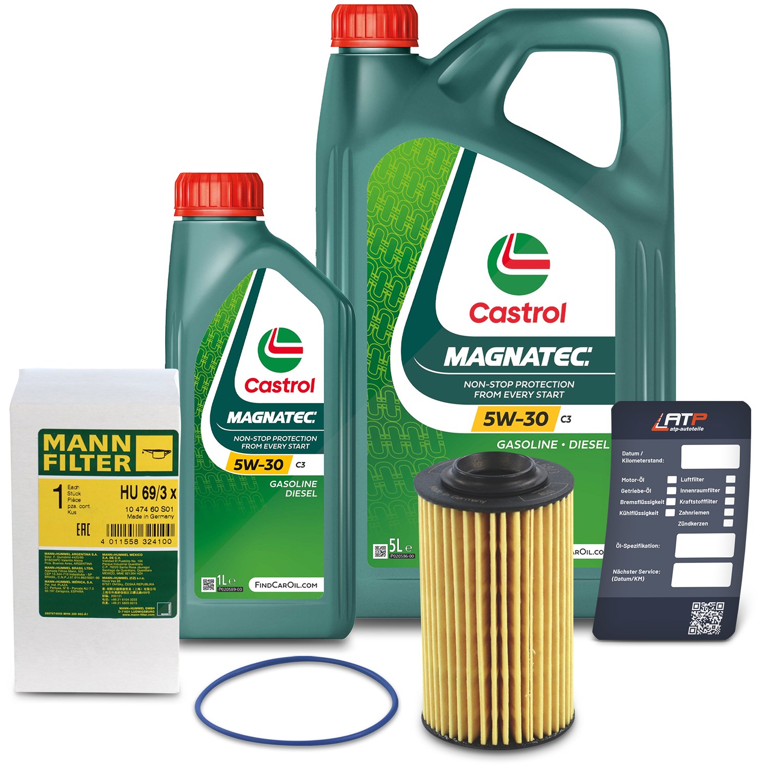 Mann-filter Ölfilter+6 L Castrol Magnatec 5W-30 C3 [Hersteller-Nr. 10493302] für Opel, Saab