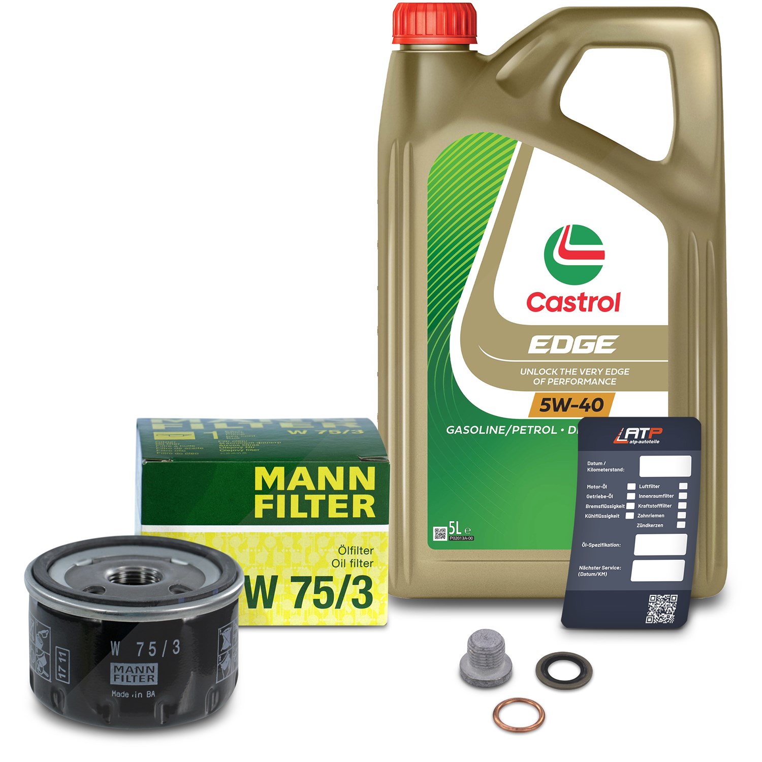 Mann-filter Ölfilter+Schraube+5 L Castrol 5W-40 [Hersteller-Nr. 10491435] für Renault, Nissan