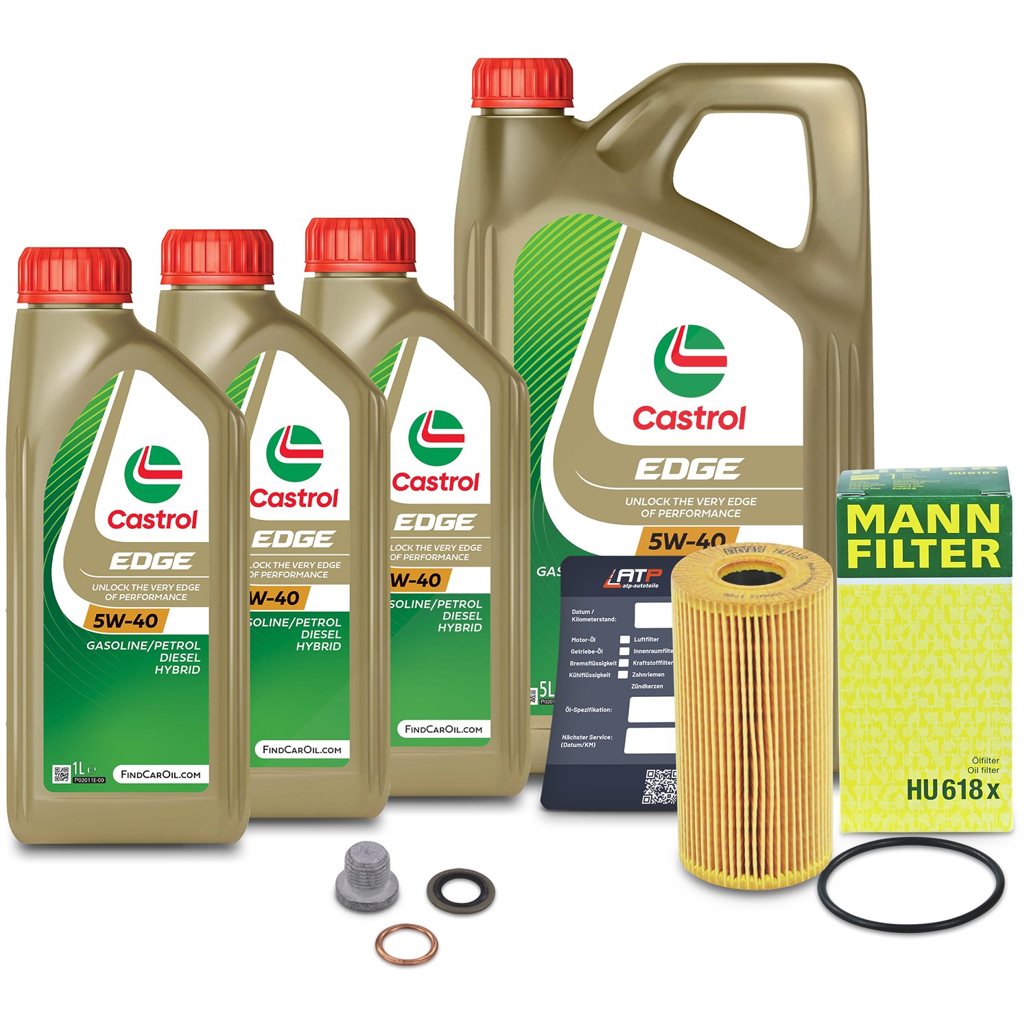 Mann-filter Ölfilter+Schraube+8 L Castrol 5W-40 [Hersteller-Nr. 10491475] für Opel, Nissan, Renault