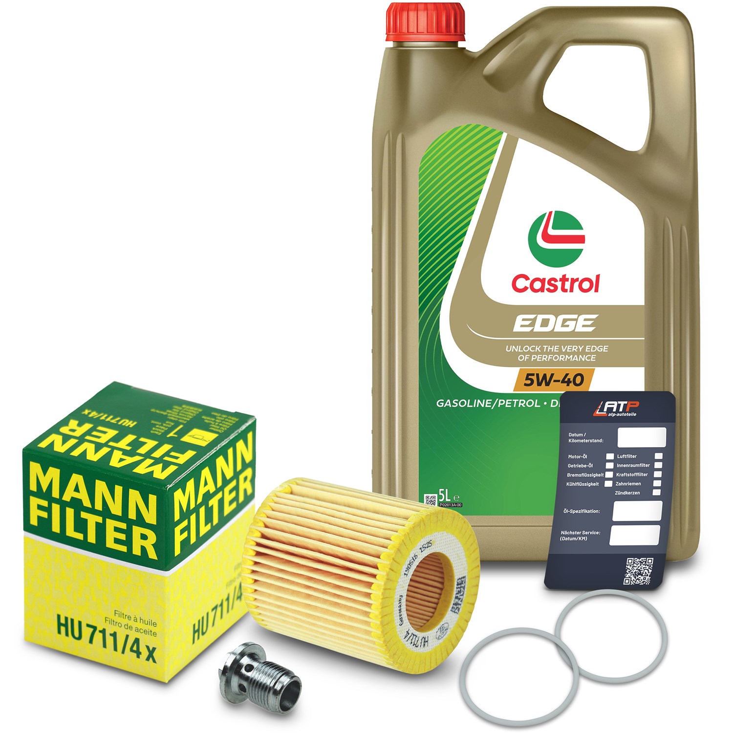 Mann-filter Ölfilter+Schraube+5 L Castrol 5W-40 [Hersteller-Nr. 10491481] für Saab, Opel