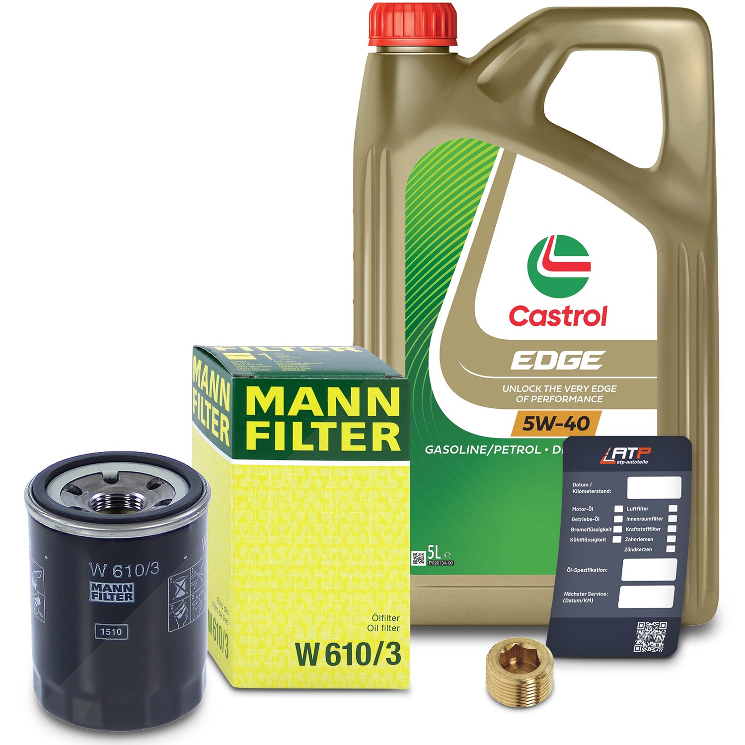 Mann-filter Ölfilter+Schraube+5 L Castrol 5W-40 [Hersteller-Nr. 10491535] für Lancia, Ford, Fiat
