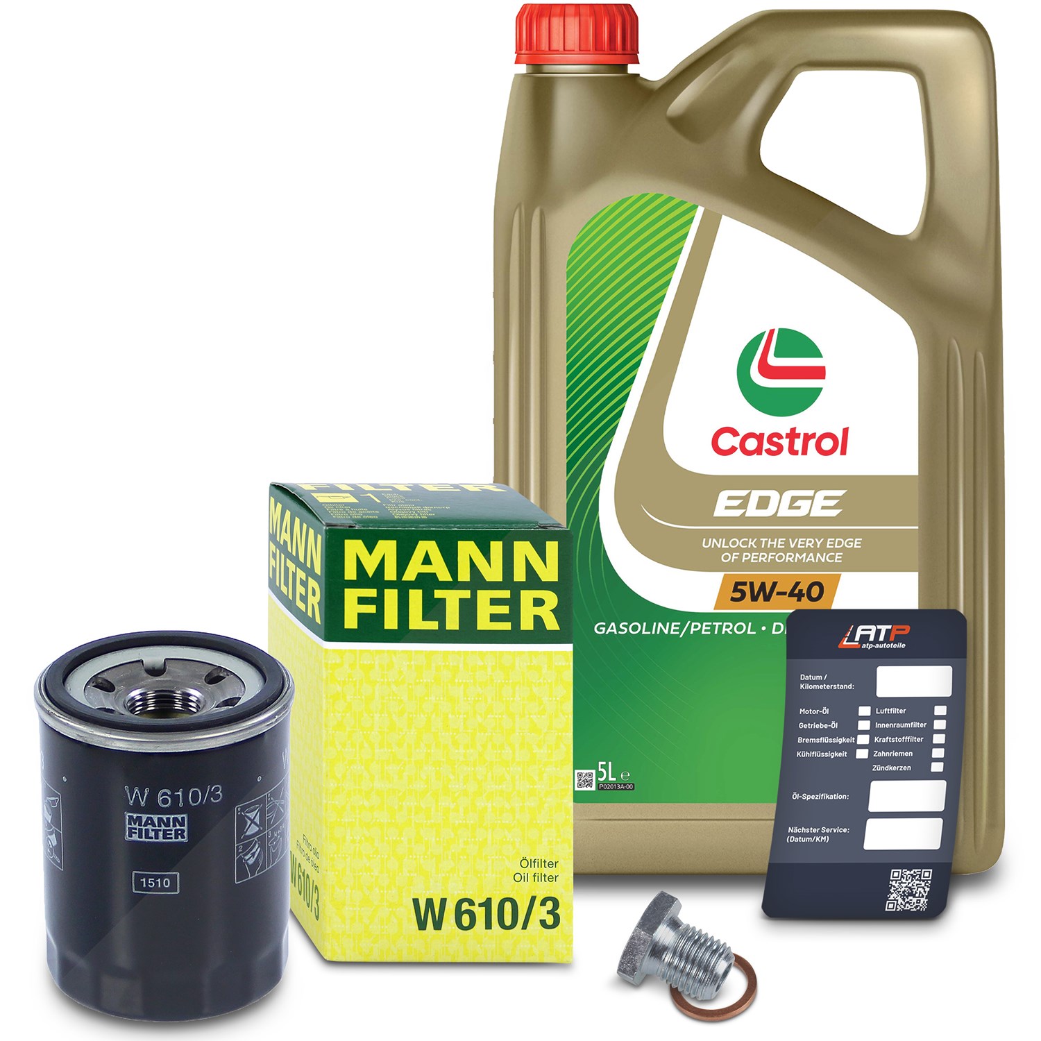 Mann-filter Ölfilter+Schraube+5 L Castrol 5W-40 [Hersteller-Nr. 10491539] für Lancia, Alfa Romeo, Fiat