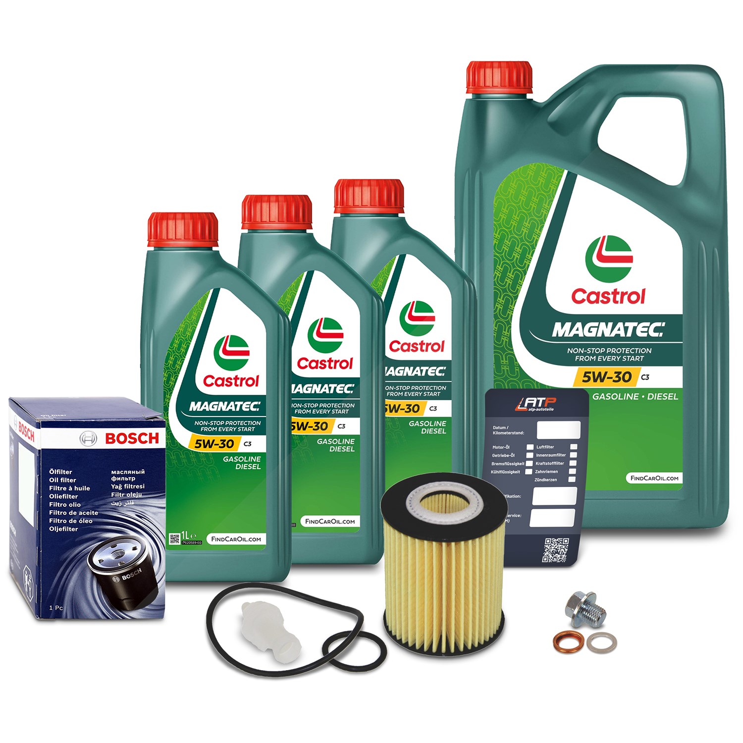 Bosch Ölfilter+Schraube+8 L Castrol Magnatec 5W-30 C3 [Hersteller-Nr. 10491860] für Lexus, Toyota