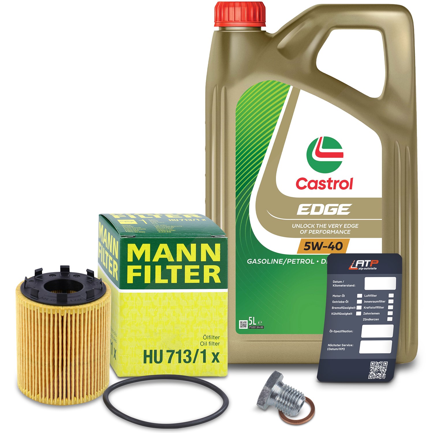 Mann-filter Ölfilter+Schraube+5 L Castrol 5W-40 [Hersteller-Nr. 10491566] für Alfa Romeo, Lancia, Fiat, Abarth
