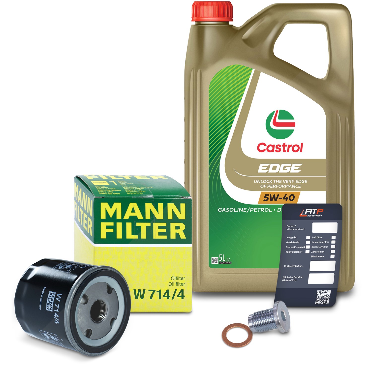 Mann-filter Ölfilter+Schraube+5L Castrol EDGE 5W-40 [Hersteller-Nr. 10492595] für Alfa Romeo, Fiat