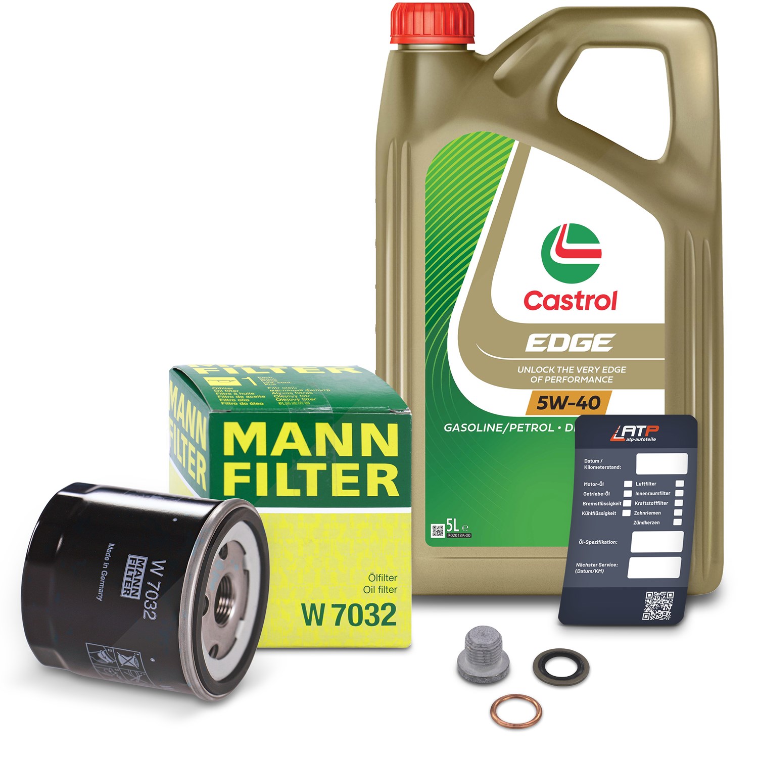 Mann-filter Ölfilter+ Schraube + 5 L Castrol 5W-40 [Hersteller-Nr. 10493142] für Renault