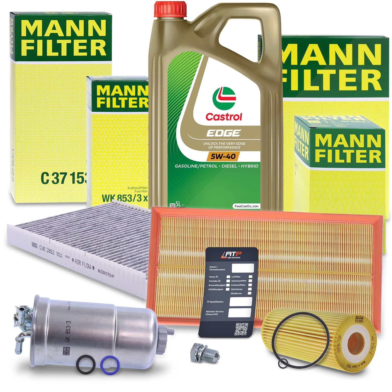 Mann-filter Inspektionspaket B+5L CASTROL EDGE FST 5W-40 [Hersteller-Nr. 10491724] für Skoda, Audi, VW