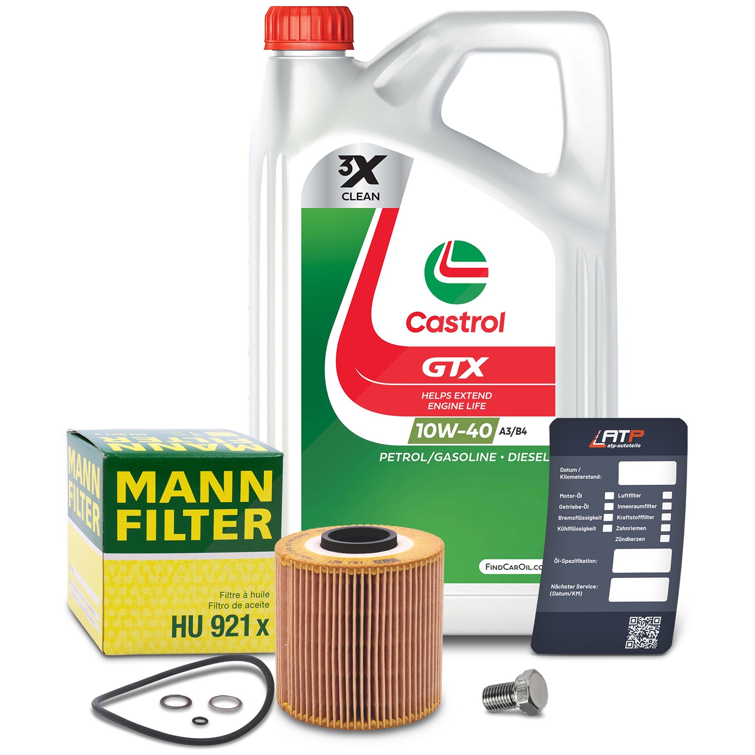 Mann-filter Ölfilter+Schraube+5 L Castrol GTX 10W-40 A/B [Hersteller-Nr. 10492630] für BMW