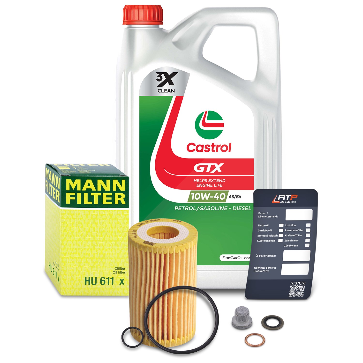 Mann-filter Ölfilter+Schraube+5 L Castrol GTX 10W-40 A/B [Hersteller-Nr. 10492629] für Renault