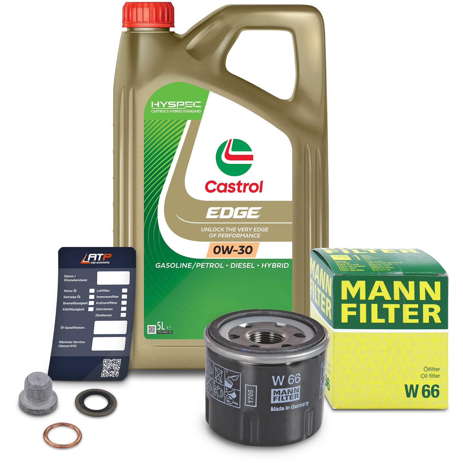 Mann-filter Ölfilter+Schraube+5 L Castrol 0W-30 [Hersteller-Nr. 10491450] für Renault