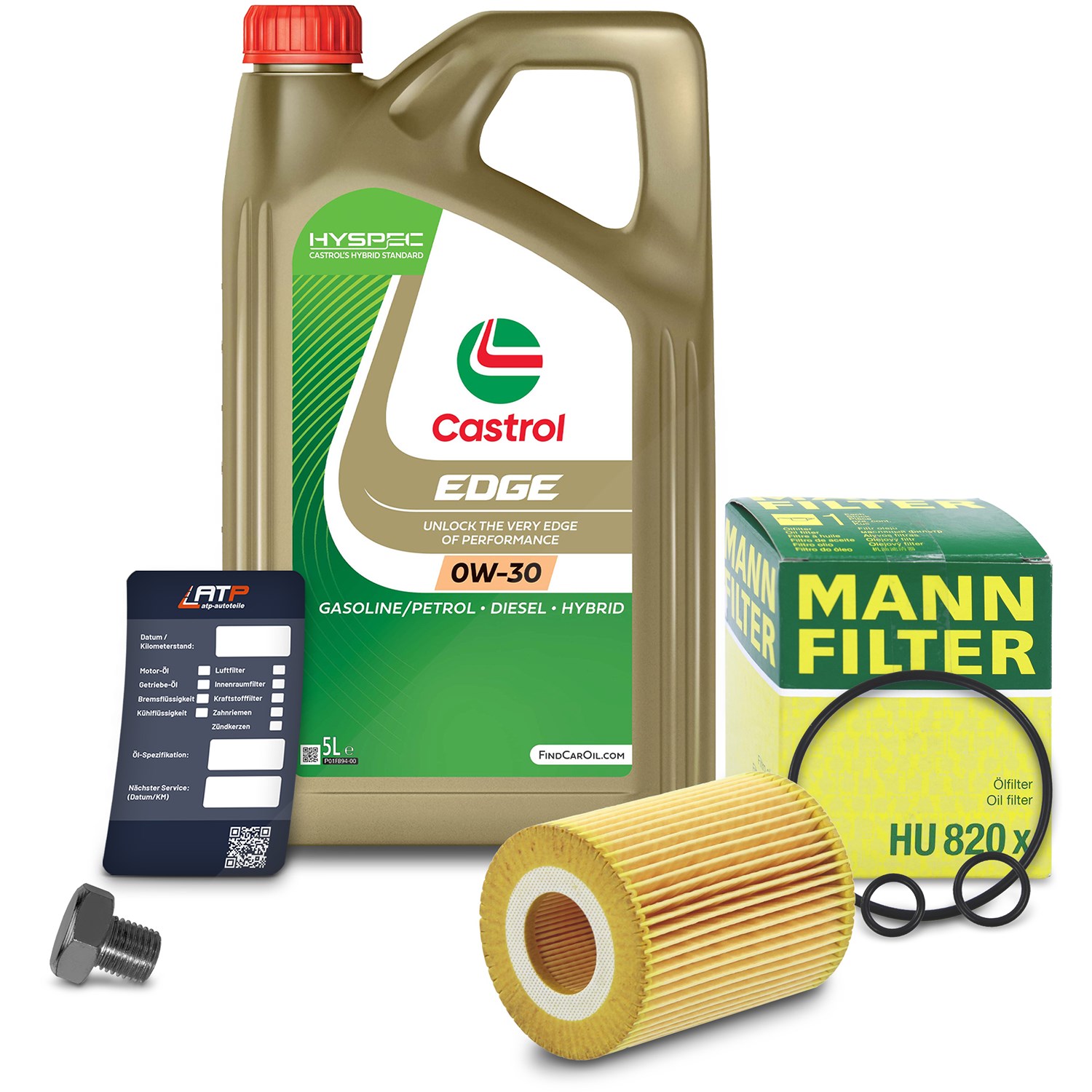 Mann-filter Ölfilter+Schraube+5 L Castrol 0W-30 [Hersteller-Nr. 10491501] für Opel