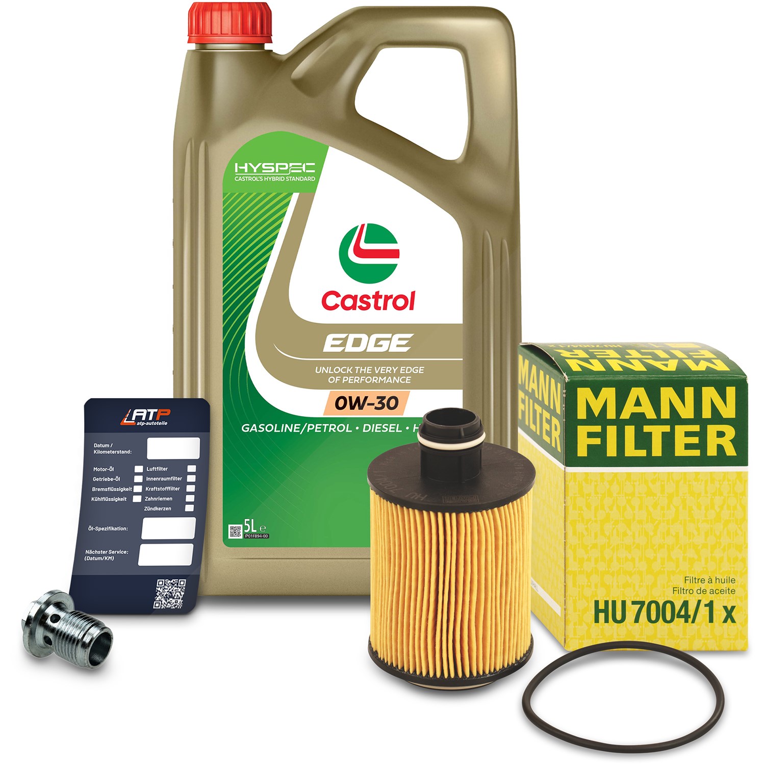 Mann-filter Ölfilter+Schraube+5 L Castrol 0W-30 [Hersteller-Nr. 10491637] für Saab, Cadillac, Opel