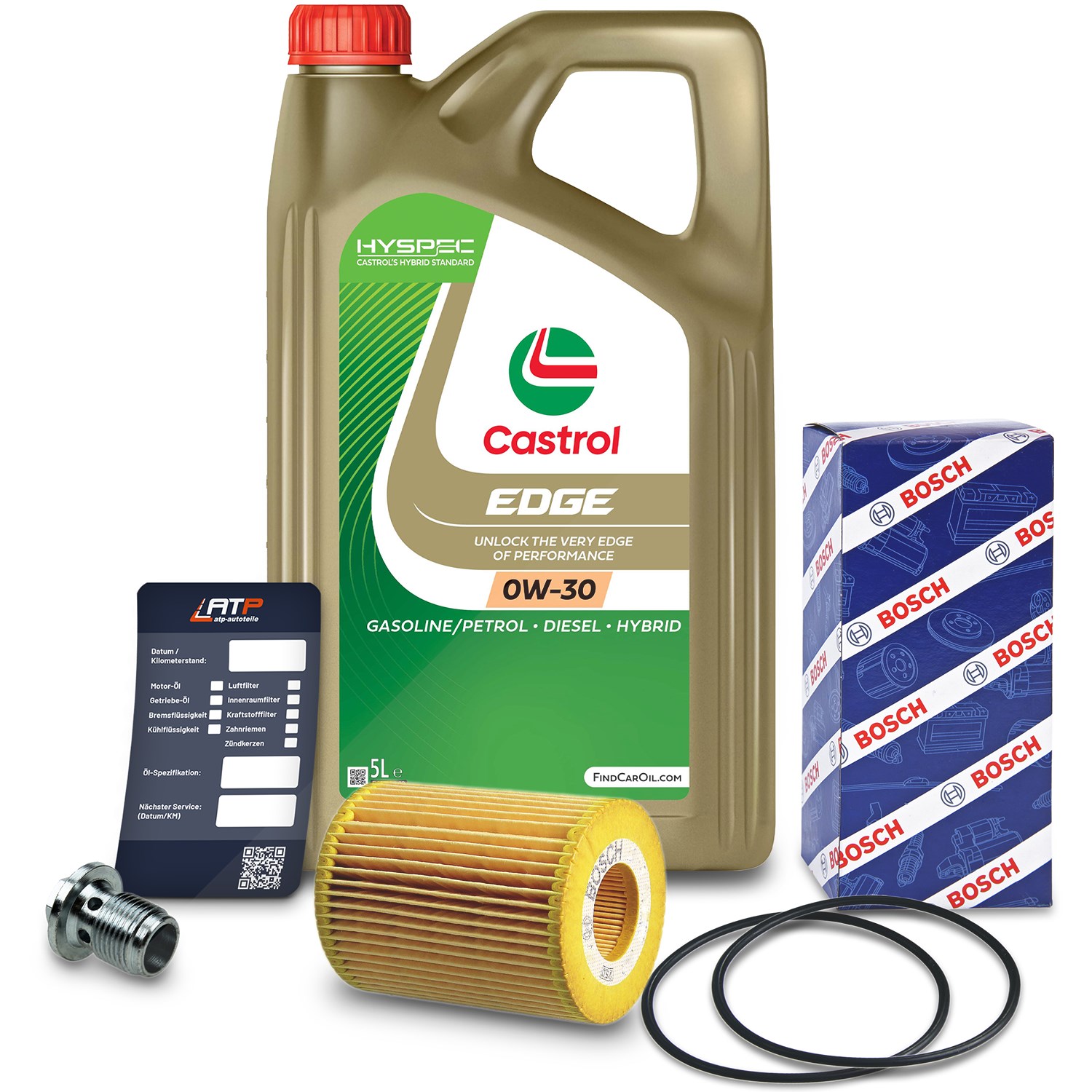 Bosch Ölfilter+Schraube+5 L Castrol 0W-30 [Hersteller-Nr. 10490836] für Fiat, Saab, Opel, Vauxhall
