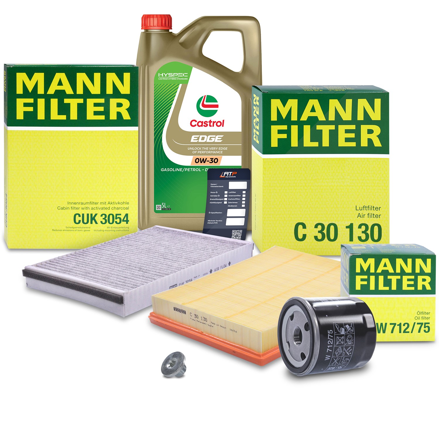 Mann-filter Inspektionspaket A + 5L CASTROL EDGE FST 0W-30 [Hersteller-Nr. 10490951] für Opel