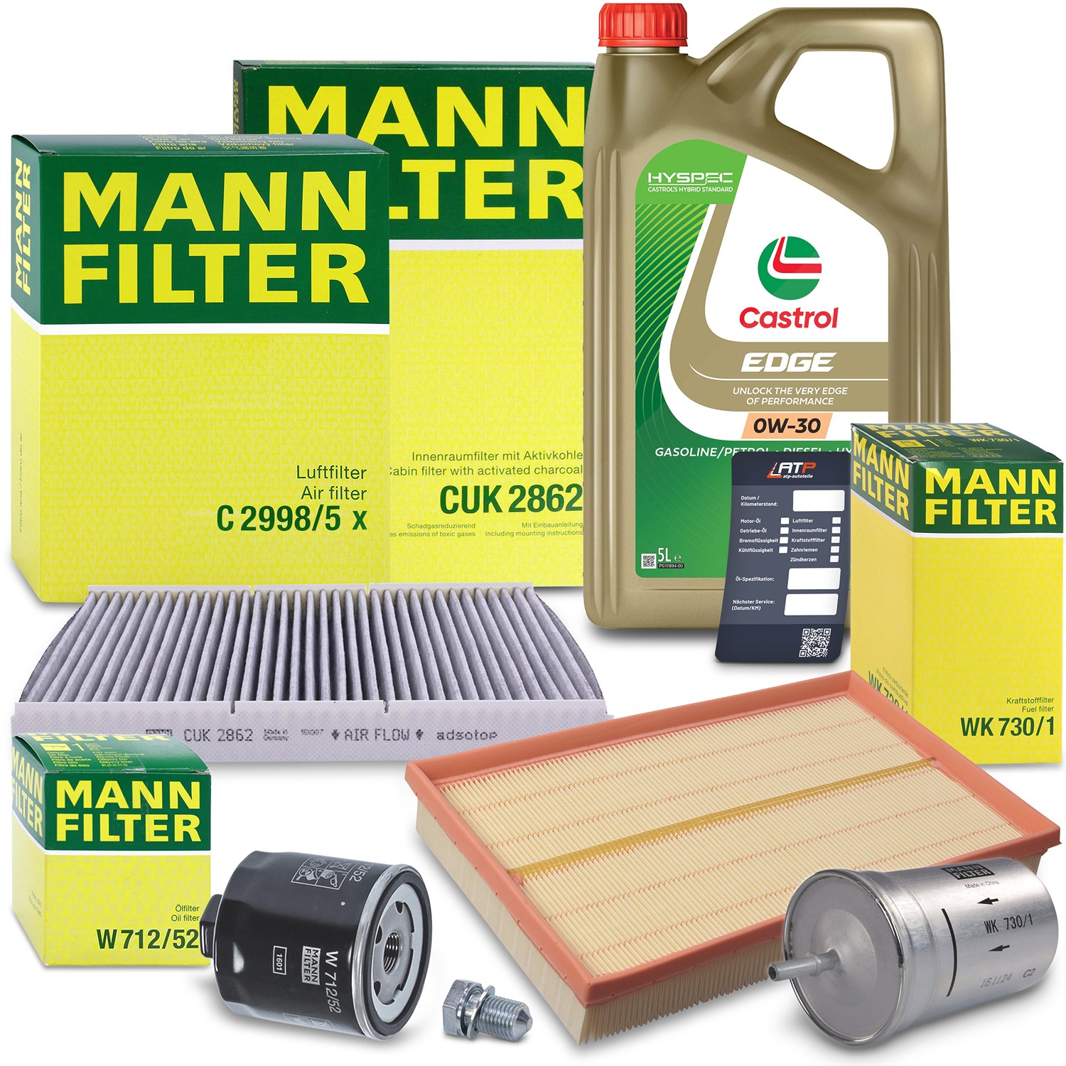 Mann-filter Inspektionspaket B+5L CASTROL EDGE FST 0W-30 [Hersteller-Nr. 10492855] für VW
