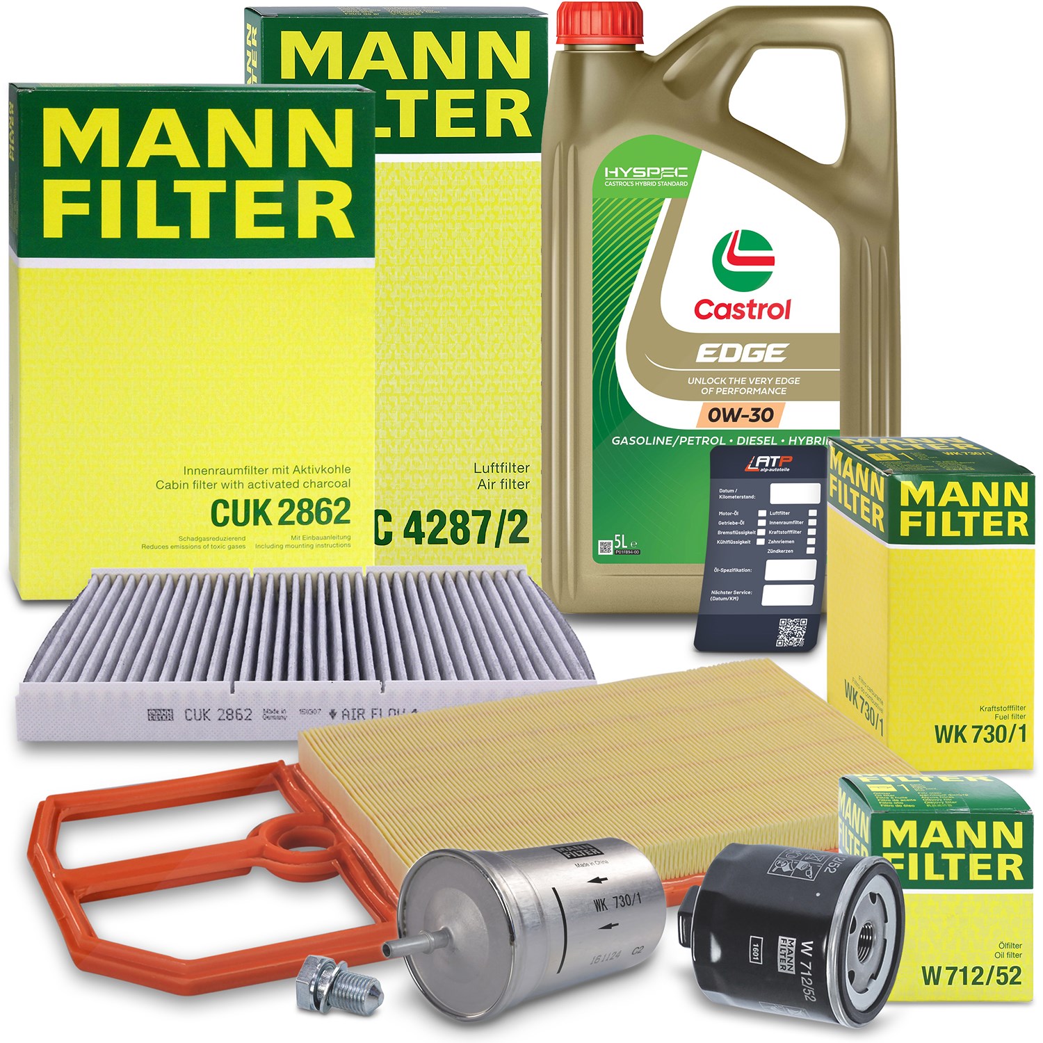 Mann-filter Inspektionspaket B+5L CASTROL EDGE FST 0W-30 [Hersteller-Nr. 10492854] für Skoda, VW
