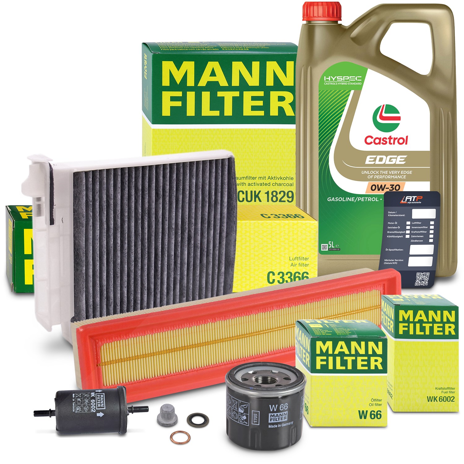 Mann-filter Inspektionspaket B+5L CASTROL EDGE FST 0W-30 [Hersteller-Nr. 10492883] für Renault