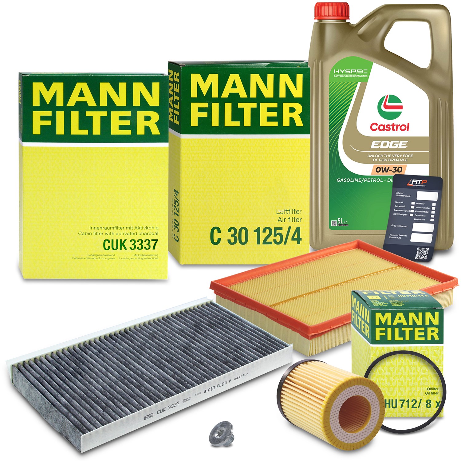 Mann-filter Inspektionspaket A+5L CASTROL EDGE FST 0W-30 [Hersteller-Nr. 10493238] für Opel