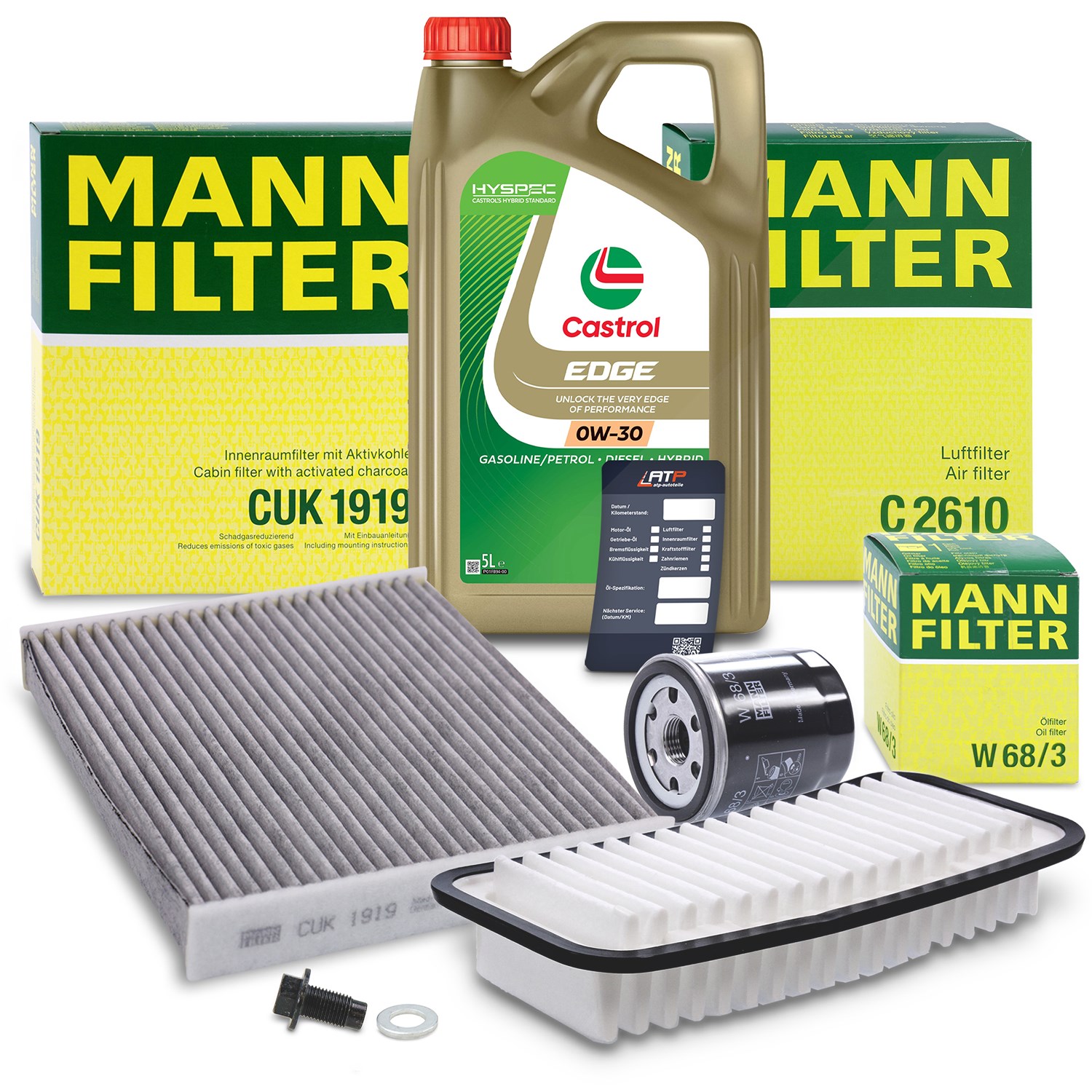 Mann-filter Inspektionspaket A+5L CASTROL EDGE FST 0W-30 [Hersteller-Nr. 10493224] für Toyota