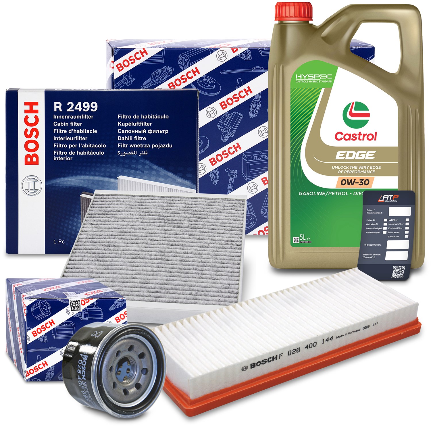 Bosch Inspektionspaket A + 5L CASTROL EDGE FST 0W-30 [Hersteller-Nr. 10493482] für Smart