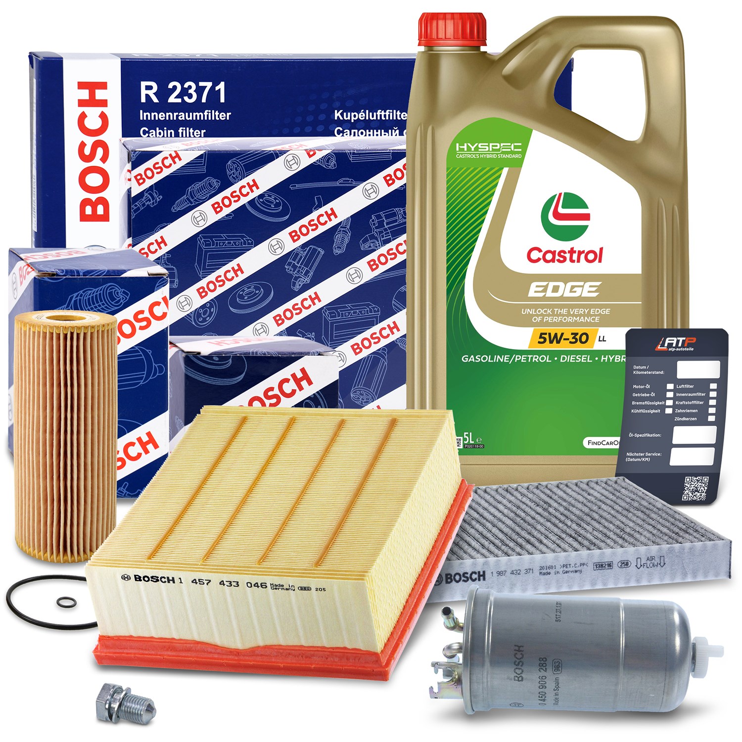 Bosch Inspektionspaket B + 5 L CASTROL 5W-30 LL [Hersteller-Nr. 10492143] für Audi