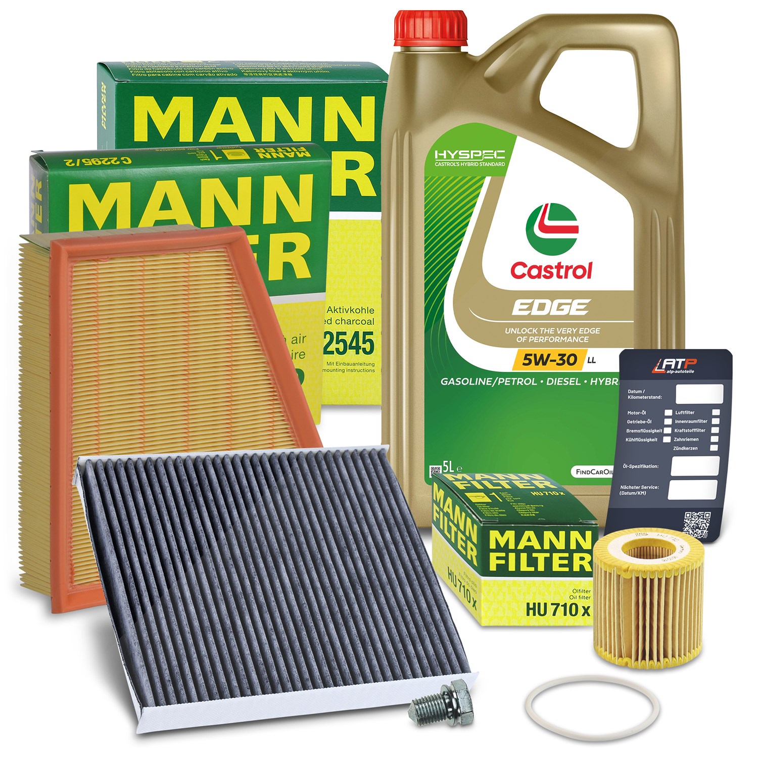 Mann-filter Inspektionspaket A + 5L CASTROL EDGE FST 5W-30 LL [Hersteller-Nr. 10492415] für VW, Seat