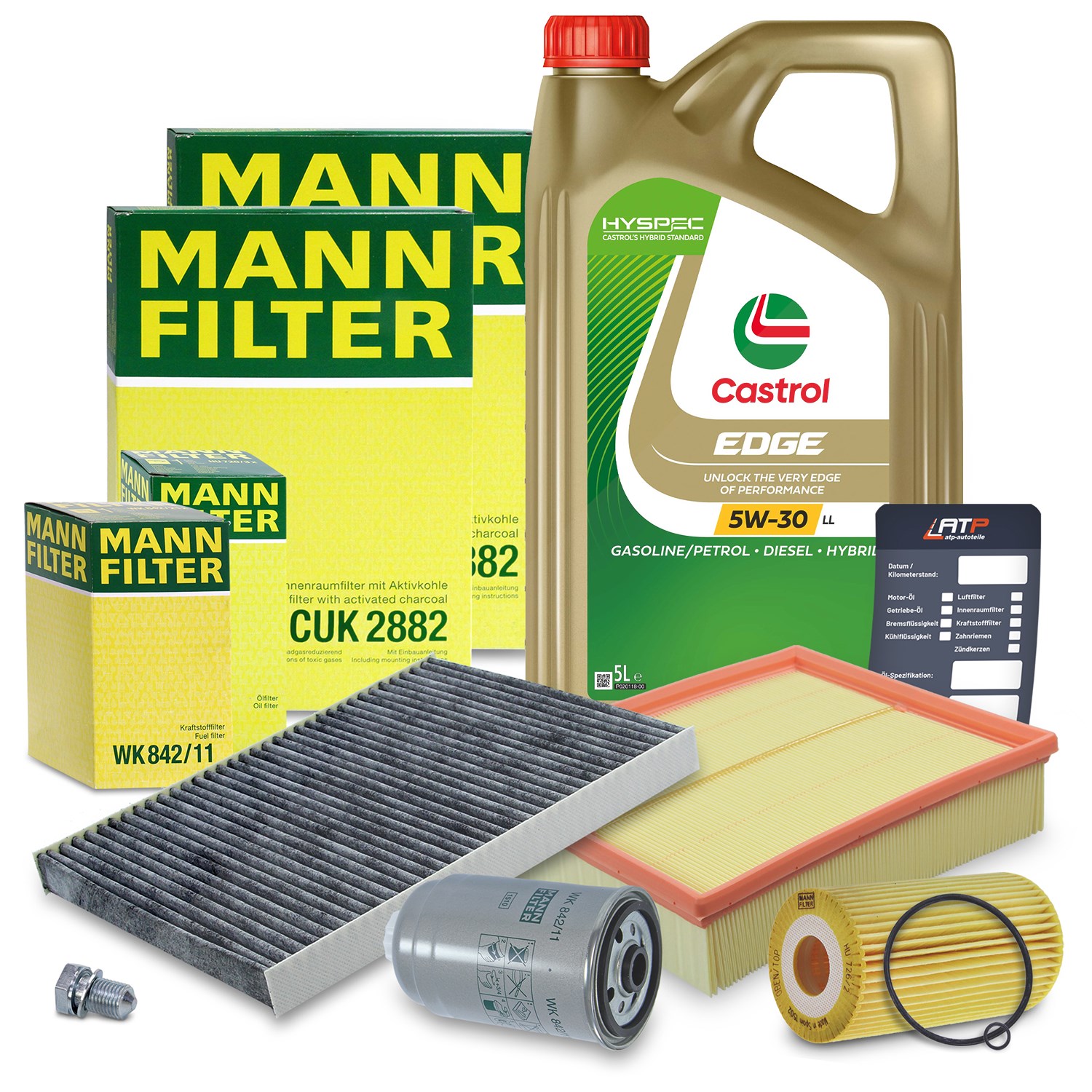 Mann-filter Inspektionspaket B+5L CASTROL EDGE FST 5W-30 LL [Hersteller-Nr. 10492864] für Skoda, VW