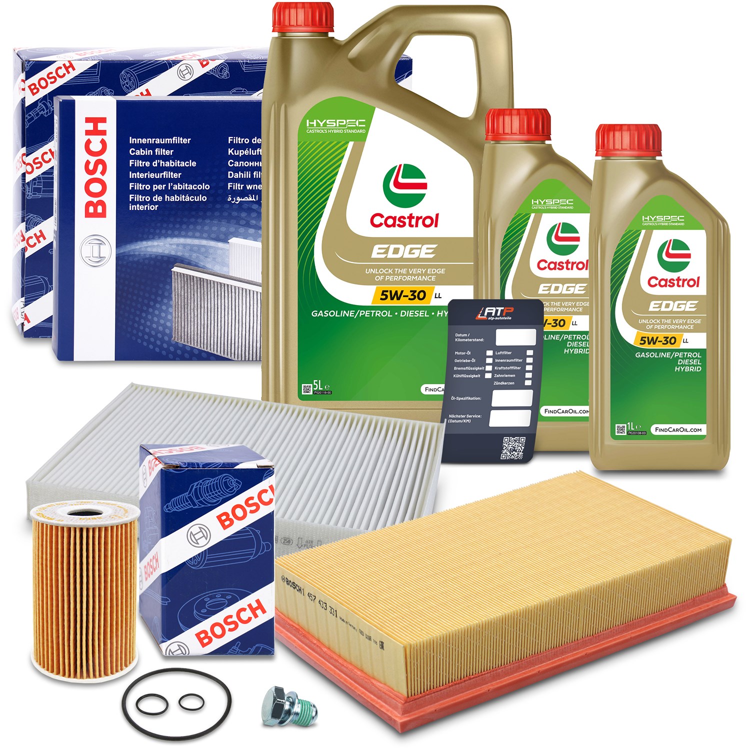 Bosch Inspektionspaket A + 7l 5W-30 Motoröl [Hersteller-Nr. 40512984] für VW