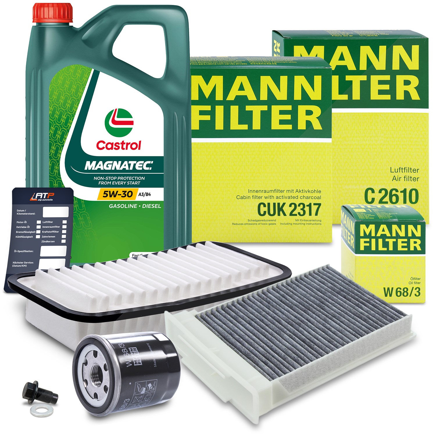 Mann-filter Inspektionspaket A+5L CASTROL MAGNATEC 5W-30 A3/B4 [Hersteller-Nr. 10492391] für Toyota