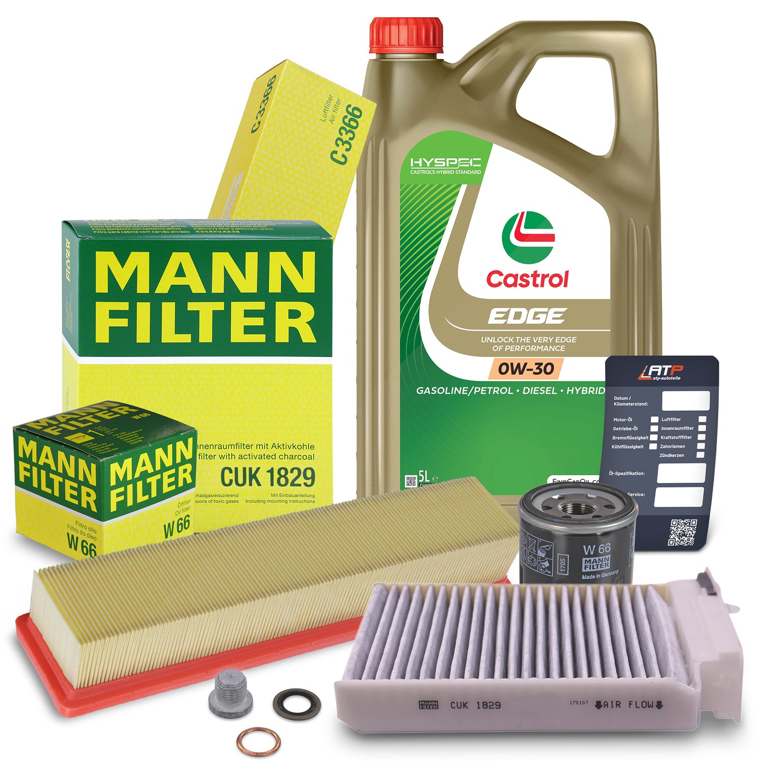 Mann-filter Inspektionspaket A + 5L CASTROL EDGE FST 0W-30 [Hersteller-Nr. 10492882] für Renault