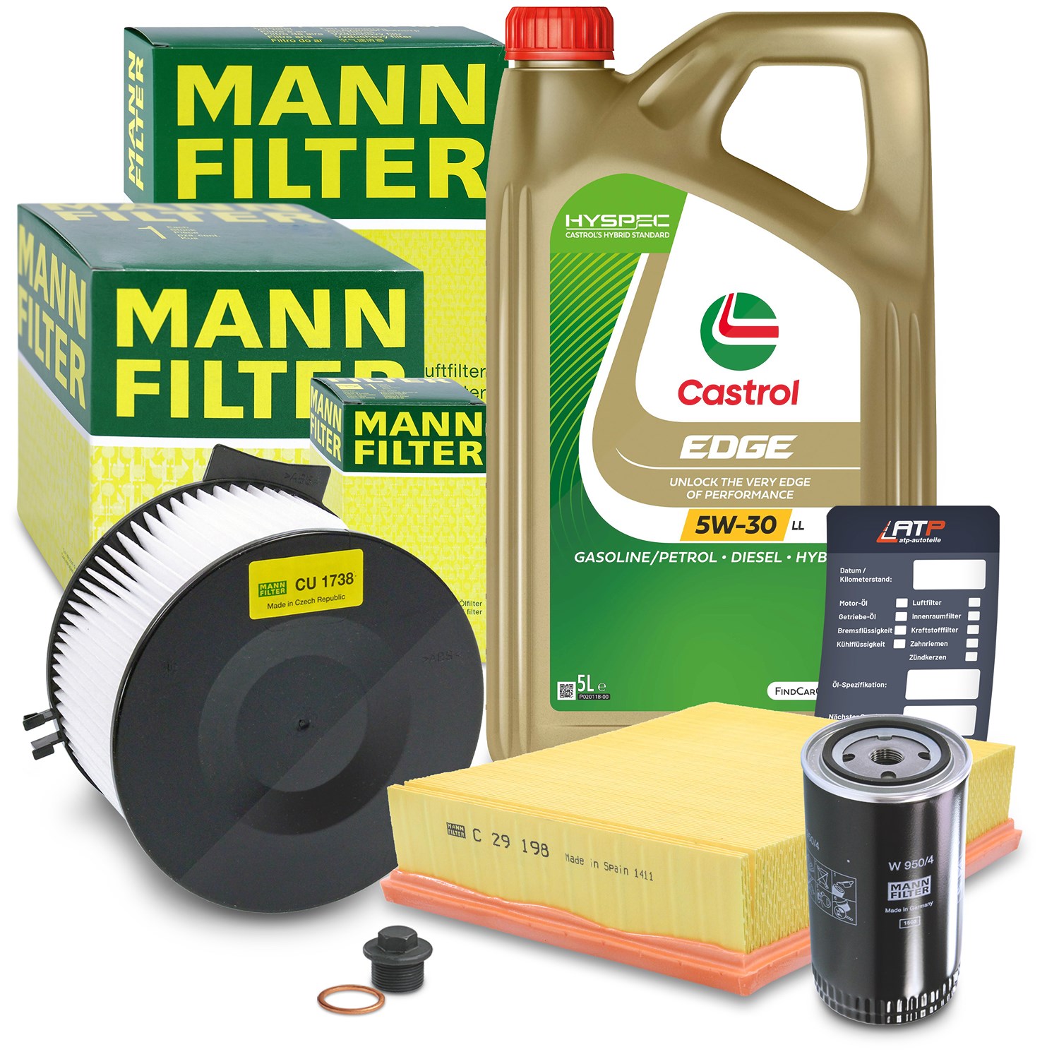 Mann-filter Inspektionspaket A+5L CASTROL EDGE FST 5W-30 LL [Hersteller-Nr. 10493229] für VW