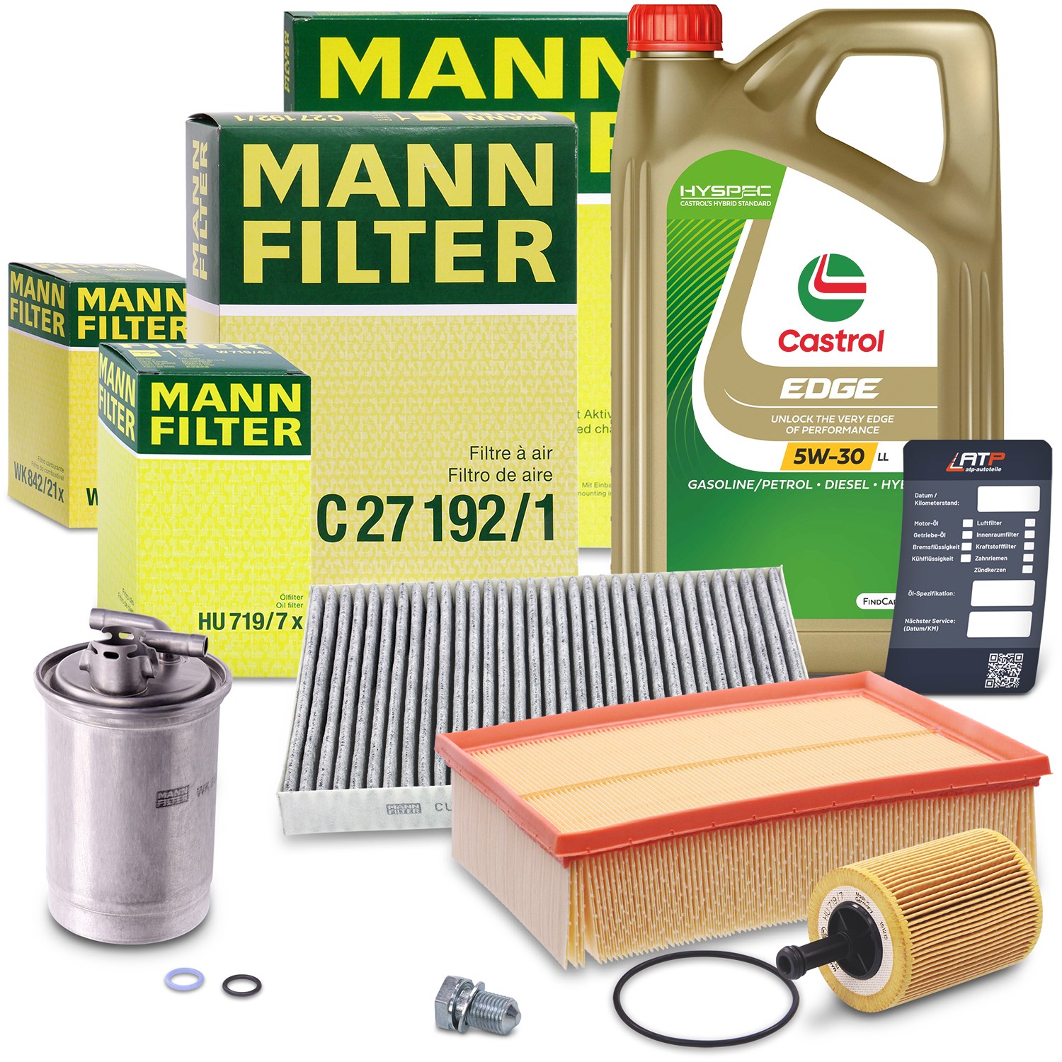 Mann-filter Inspektionspaket B + 5 L CASTROL EDGE FST 5W-30 LL [Hersteller-Nr. 10492118] für Audi