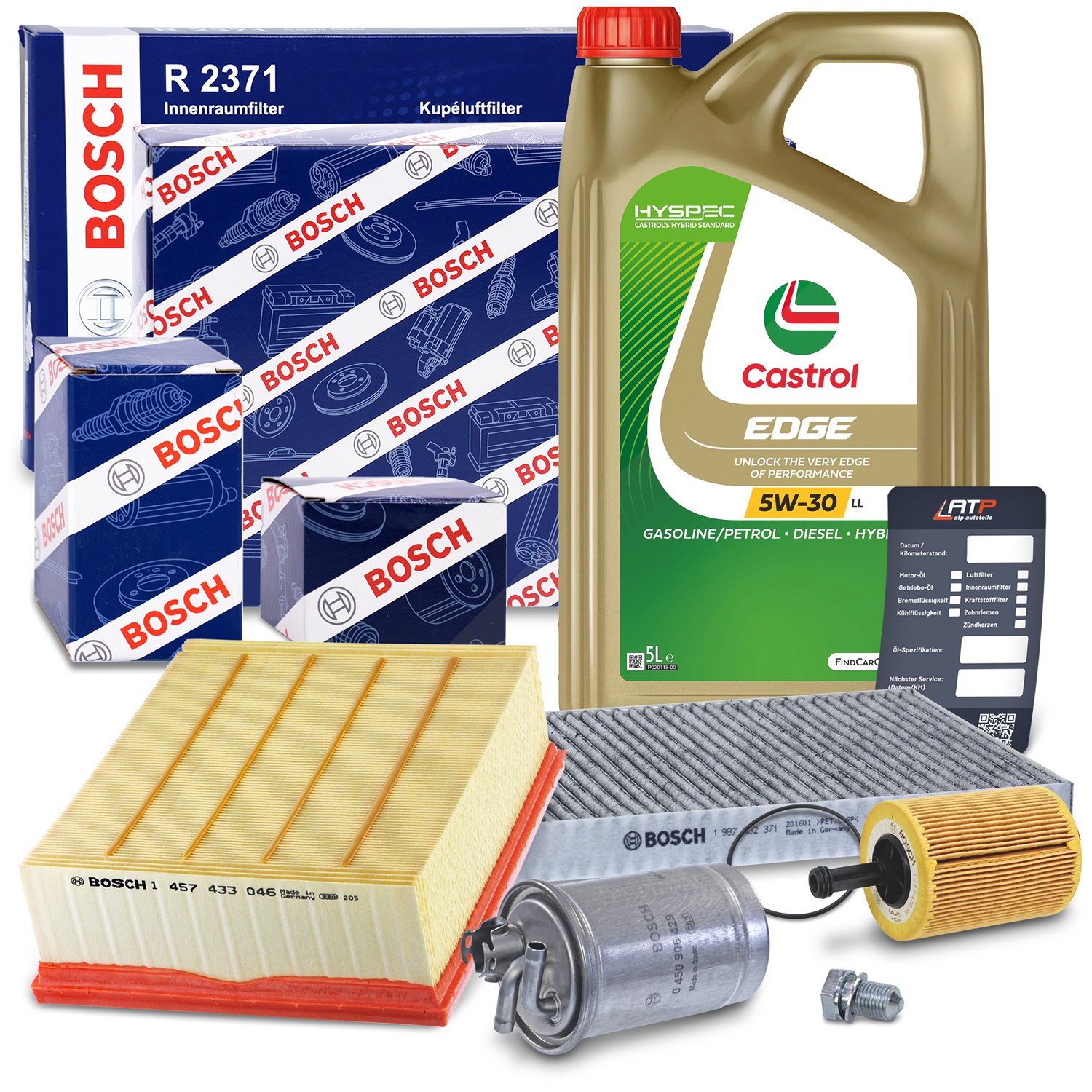 Bosch Inspektionspaket B + 5 L CASTROL 5W-30 LL [Hersteller-Nr. 10492140] für Audi