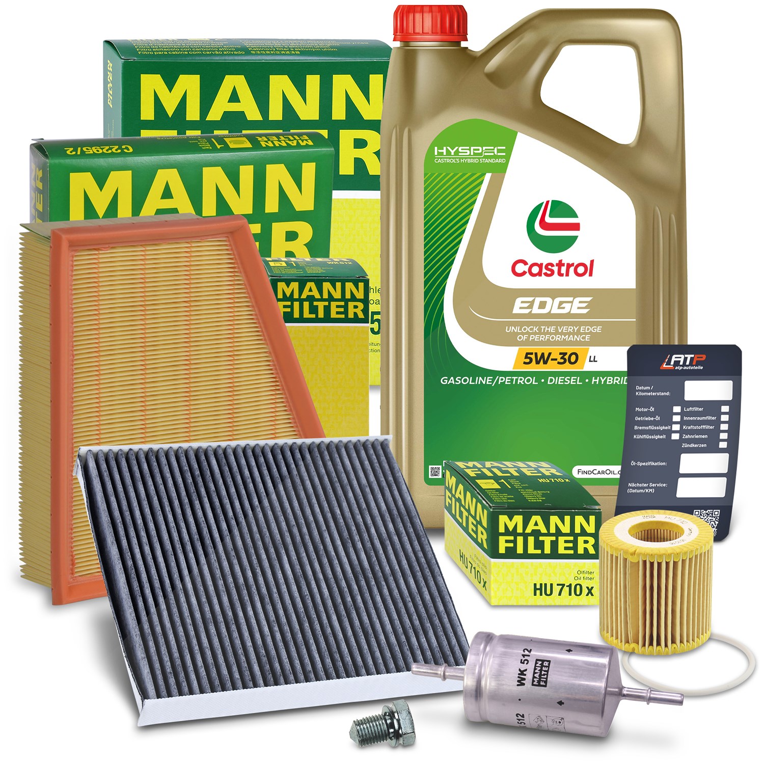 Mann-filter Inspektionspaket B + 5 L CASTROL EDGE FST 5W-30 LL [Hersteller-Nr. 10492416] für VW