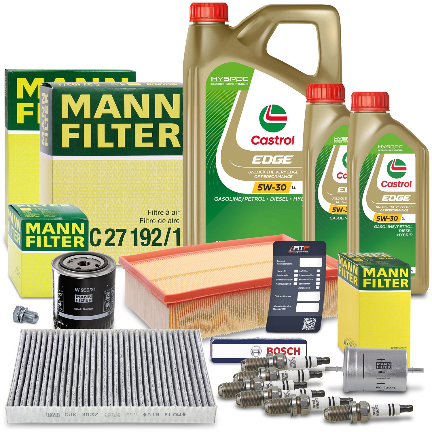 Mann-filter Inspektionspaket Set C + 7l 5W-30 Motoröl [Hersteller-Nr. 40280248] für Audi