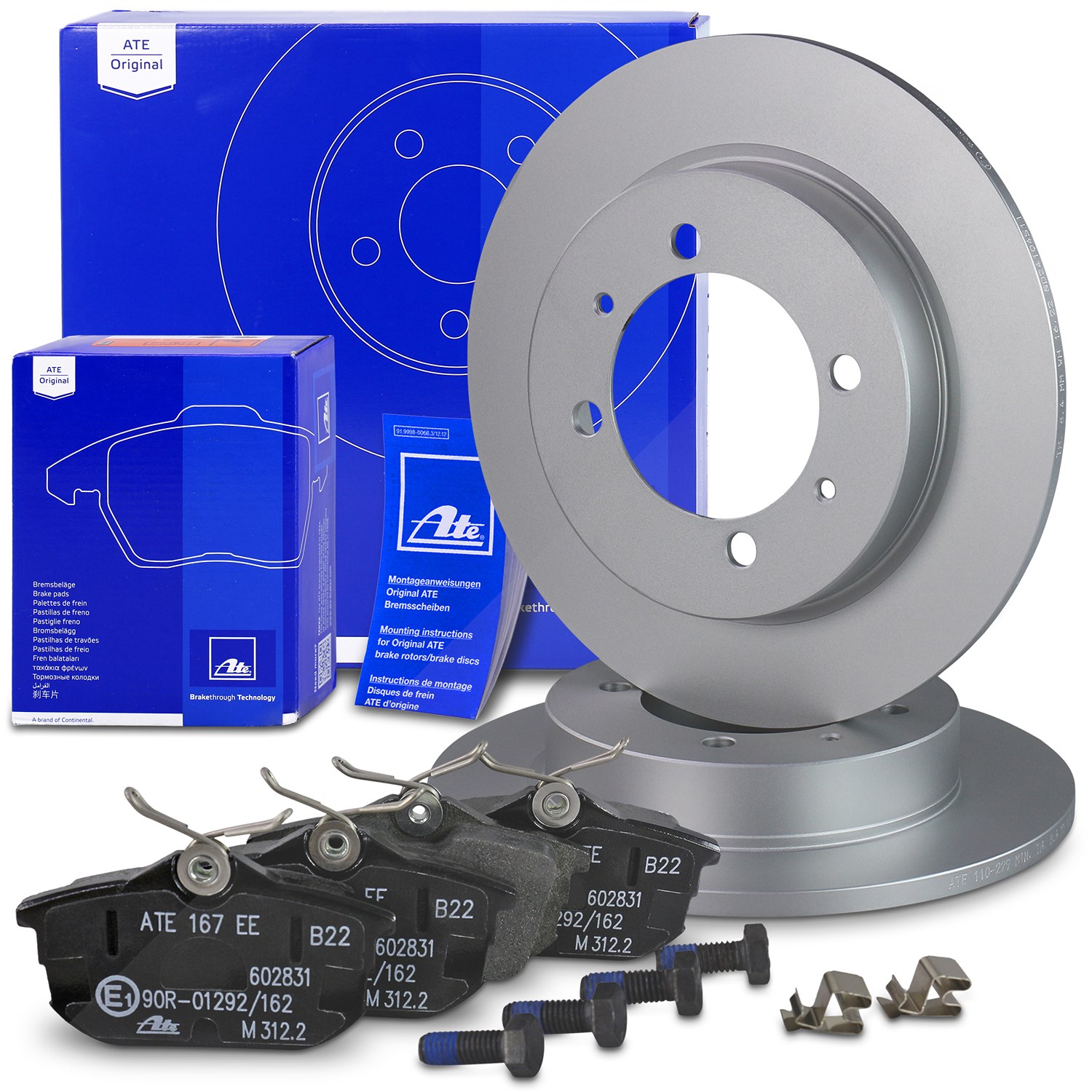 Ate Bremsscheiben+Bremsbeläge Hinterachse Voll [Hersteller-Nr. 10696219] für Volvo, Mitsubishi