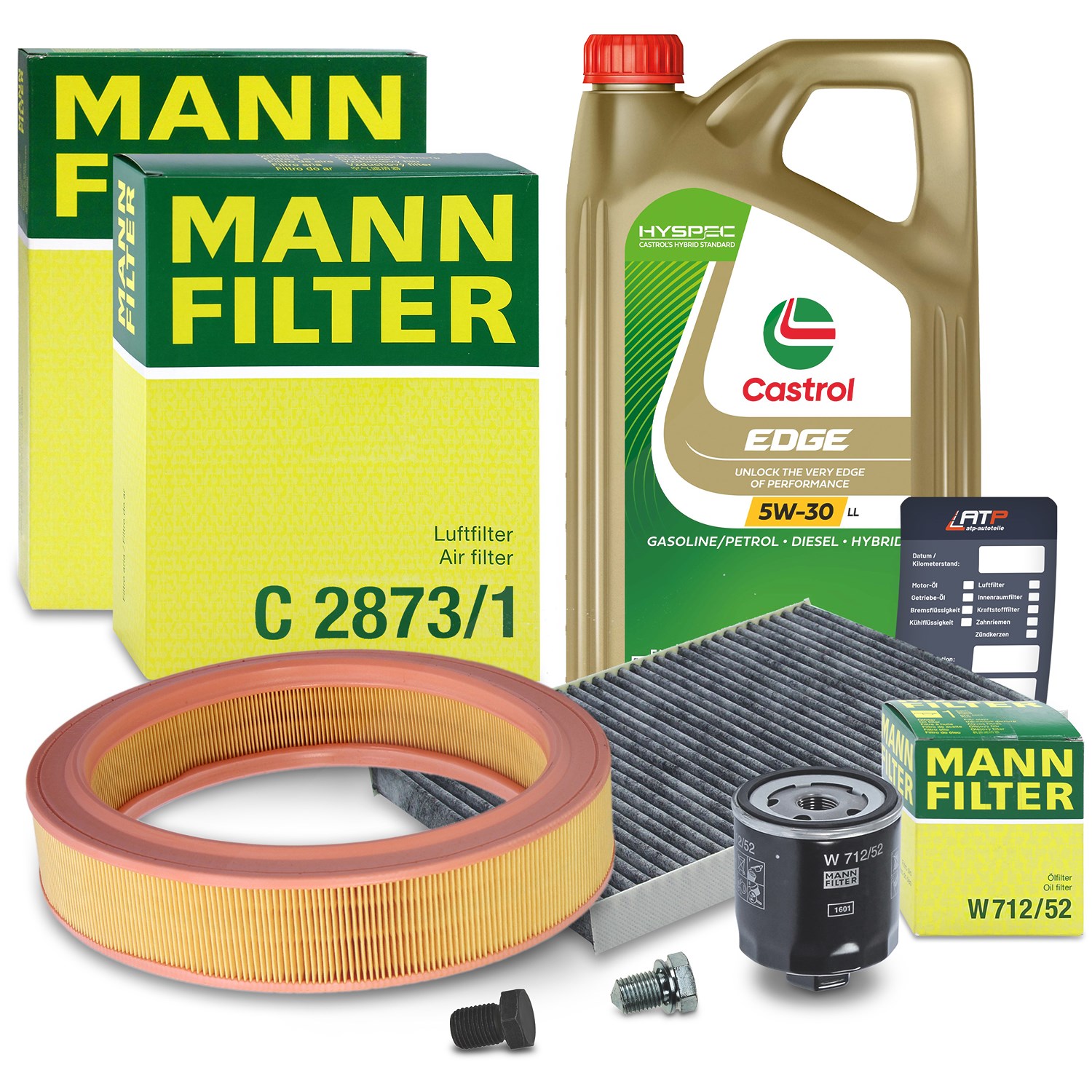 Mann-filter Inspektionspaket A + 5L CASTROL EDGE FST 5W-30 LL [Hersteller-Nr. 10492473] für Skoda, VW, Seat