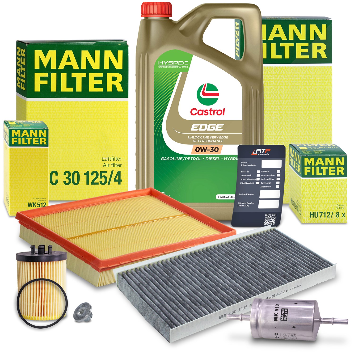 Mann-filter Inspektionspaket B+5L CASTROL EDGE FST 0W-30 [Hersteller-Nr. 10493240] für Opel